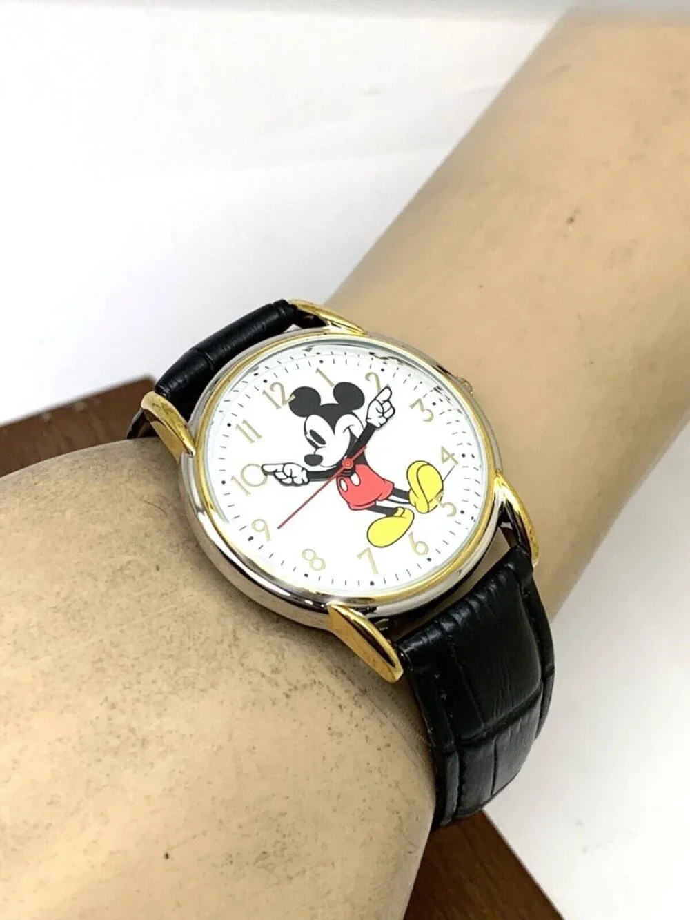 Disney Mickey Mouse Women's Watch 35mm White Dial Quartz Black Leather W002755